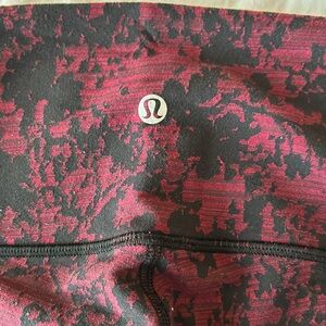 Unique, black and burgundy Lululemon workout pants